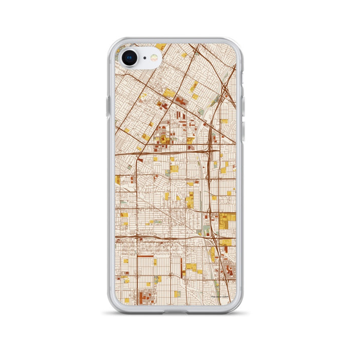 Custom iPhone SE Bellflower California Map Phone Case in Woodblock