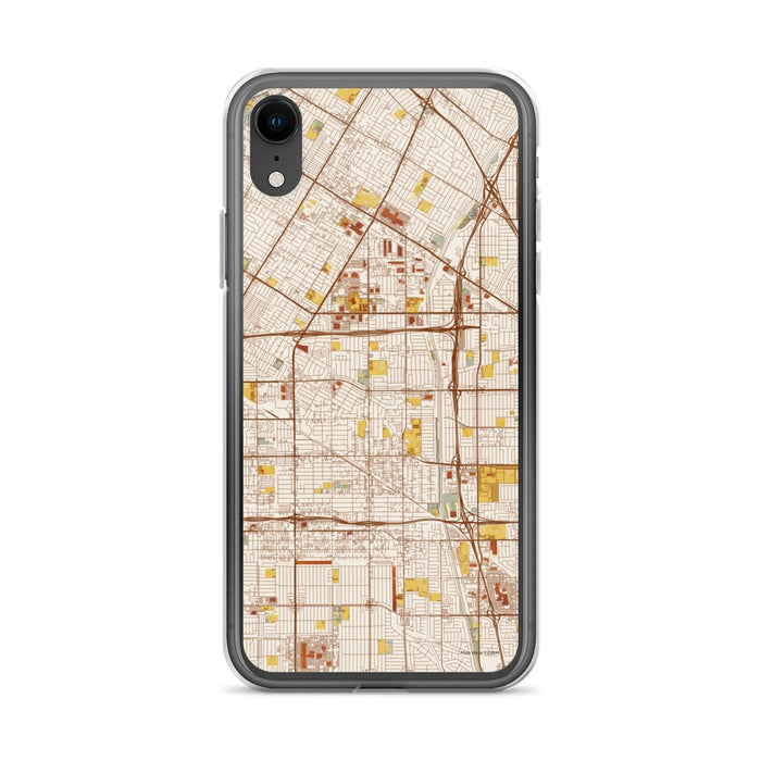 Custom iPhone XR Bellflower California Map Phone Case in Woodblock