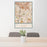 24x36 Bell Gardens California Map Print Portrait Orientation in Woodblock Style Behind 2 Chairs Table and Potted Plant