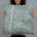 Person holding 22x22 Custom Bell Gardens California Map Throw Pillow in Afternoon