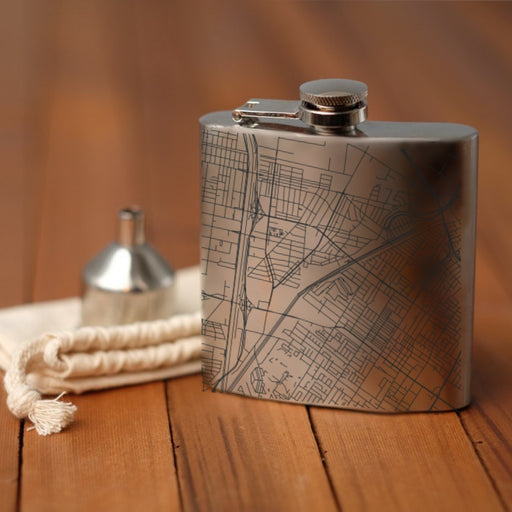 Bell Gardens California Custom Engraved City Map Inscription Coordinates on 6oz Stainless Steel Flask