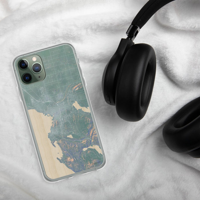 Custom Bellingham Washington Map Phone Case in Afternoon on Table with Black Headphones