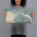 Person holding 20x12 Custom Bellingham Washington Map Throw Pillow in Afternoon
