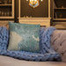 Custom Bellingham Washington Map Throw Pillow in Afternoon on Cream Colored Couch