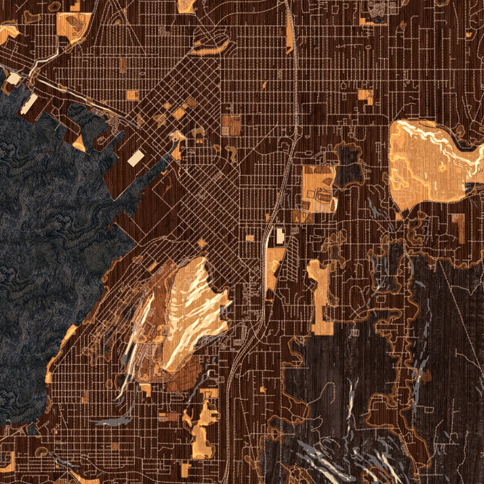 Bellingham Washington Map Print in Ember Style Zoomed In Close Up Showing Details