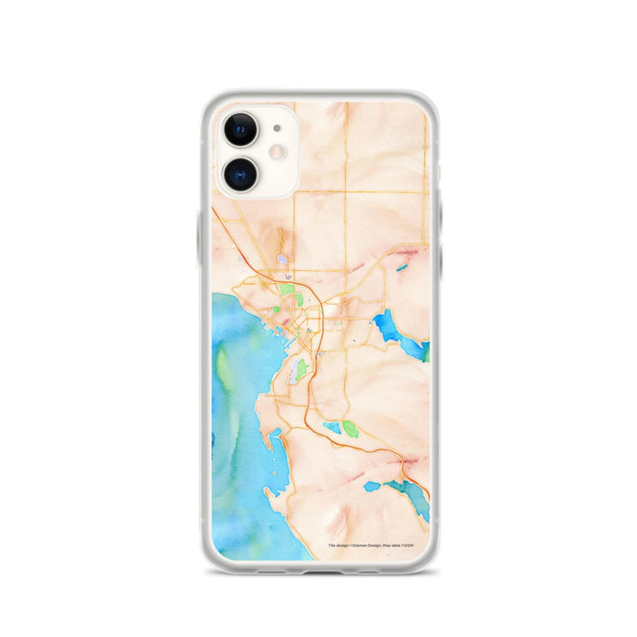 Custom iPhone 11 Bellingham Washington Map Phone Case in Watercolor