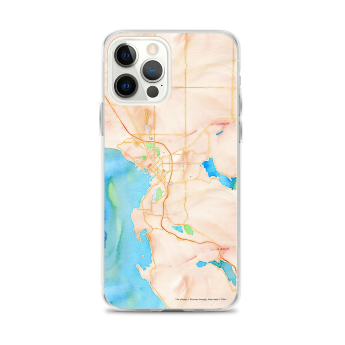 Custom iPhone 12 Pro Max Bellingham Washington Map Phone Case in Watercolor
