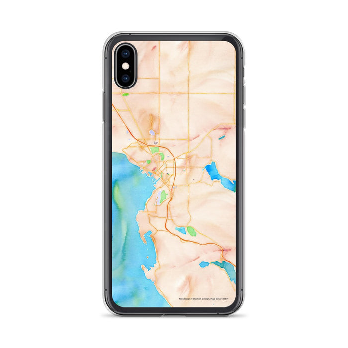 Custom iPhone XS Max Bellingham Washington Map Phone Case in Watercolor