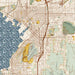 Bellingham Washington Map Print in Woodblock Style Zoomed In Close Up Showing Details
