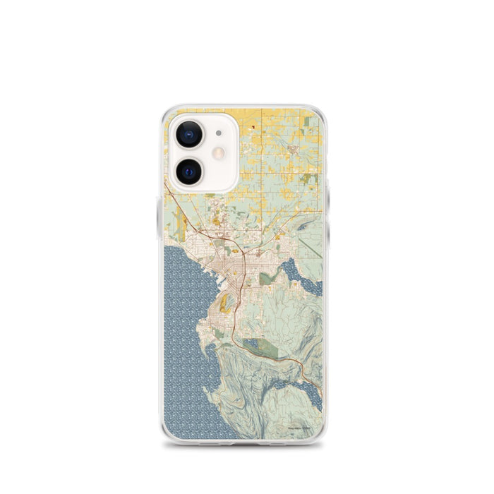 Custom iPhone 12 mini Bellingham Washington Map Phone Case in Woodblock