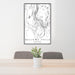 24x36 Bellows Falls Vermont Map Print Portrait Orientation in Classic Style Behind 2 Chairs Table and Potted Plant