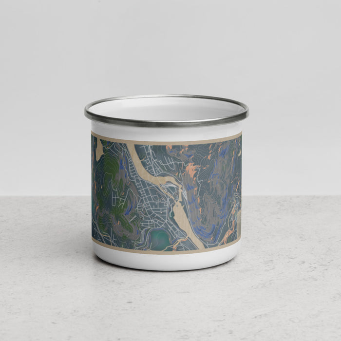 Front View Custom Bellows Falls Vermont Map Enamel Mug in Afternoon
