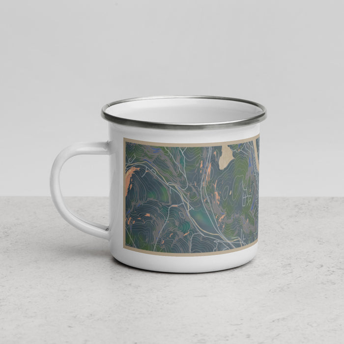 Left View Custom Bellows Falls Vermont Map Enamel Mug in Afternoon
