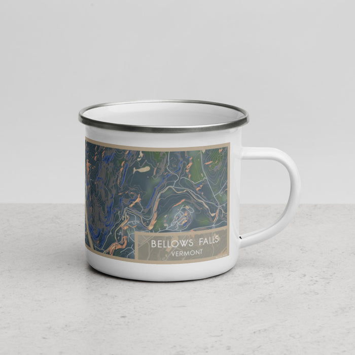Right View Custom Bellows Falls Vermont Map Enamel Mug in Afternoon