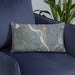 Custom Bellows Falls Vermont Map Throw Pillow in Afternoon on Blue Colored Chair