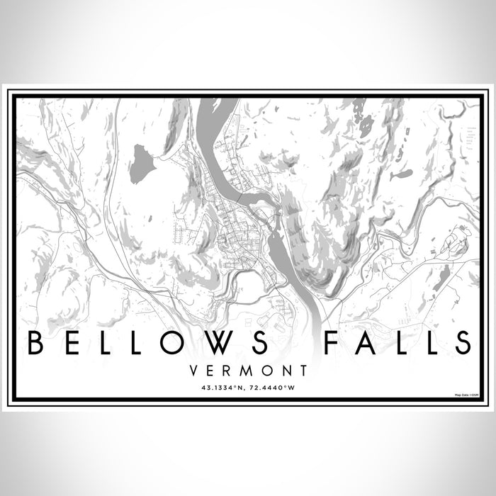 Bellows Falls Vermont Map Print Landscape Orientation in Classic Style With Shaded Background