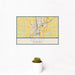 12x18 Beloit Wisconsin Map Print Landscape Orientation in Woodblock Style With Small Cactus Plant in White Planter