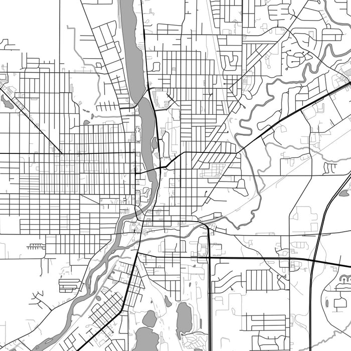 Beloit Wisconsin Map Print in Classic Style Zoomed In Close Up Showing Details