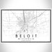 Beloit Wisconsin Map Print Landscape Orientation in Classic Style With Shaded Background