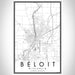 Beloit Wisconsin Map Print Portrait Orientation in Classic Style With Shaded Background