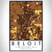 Beloit Wisconsin Map Print Portrait Orientation in Ember Style With Shaded Background