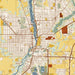 Beloit Wisconsin Map Print in Woodblock Style Zoomed In Close Up Showing Details