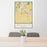 24x36 Belton Missouri Map Print Portrait Orientation in Woodblock Style Behind 2 Chairs Table and Potted Plant