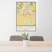 24x36 Belton Missouri Map Print Portrait Orientation in Woodblock Style Behind 2 Chairs Table and Potted Plant
