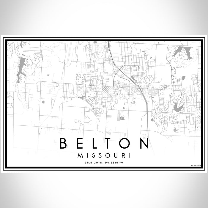 Belton Missouri Map Print Landscape Orientation in Classic Style With Shaded Background