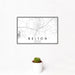 12x18 Belton Texas Map Print Landscape Orientation in Classic Style With Small Cactus Plant in White Planter
