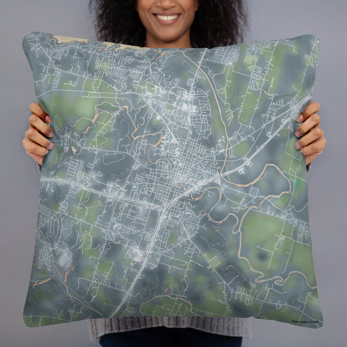 Person holding 22x22 Custom Belton Texas Map Throw Pillow in Afternoon