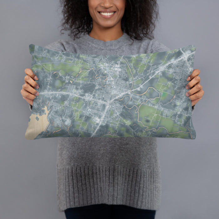 Person holding 20x12 Custom Belton Texas Map Throw Pillow in Afternoon