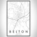 Belton Texas Map Print Portrait Orientation in Classic Style With Shaded Background
