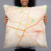 Person holding 22x22 Custom Belton Texas Map Throw Pillow in Watercolor