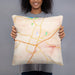 Person holding 18x18 Custom Belton Texas Map Throw Pillow in Watercolor