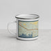 Left View Custom Belton Texas Map Enamel Mug in Woodblock