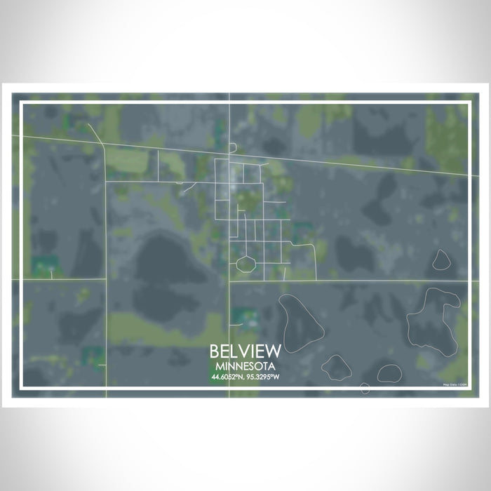 Belview Minnesota Map Print Landscape Orientation in Afternoon Style With Shaded Background