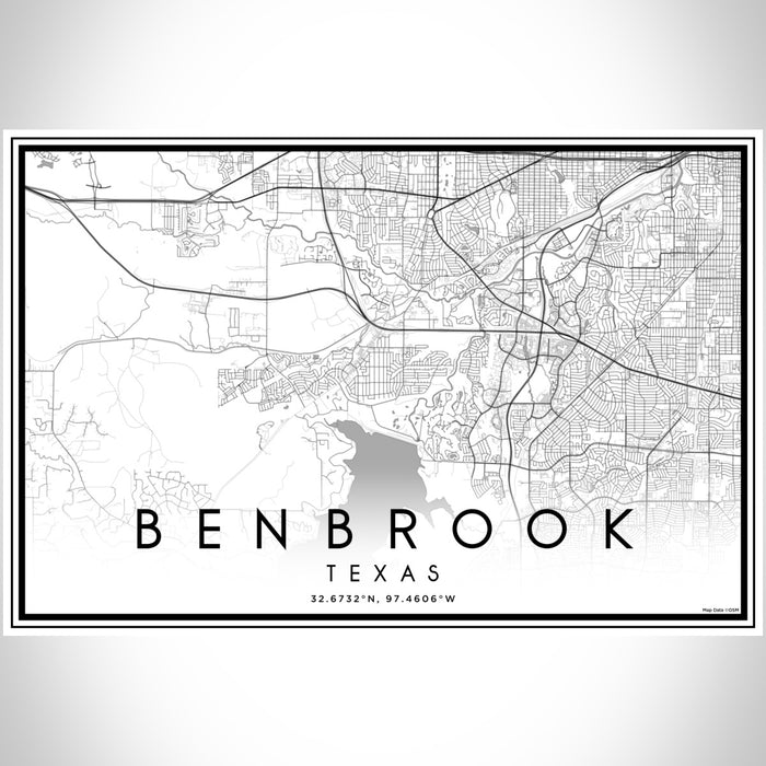Benbrook Texas Map Print Landscape Orientation in Classic Style With Shaded Background