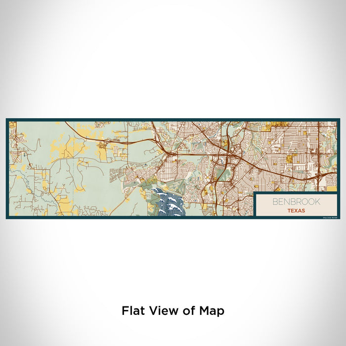 Flat View of Map Custom Benbrook Texas Map Enamel Mug in Woodblock