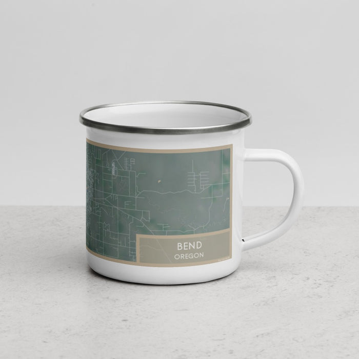 Right View Custom Bend Oregon Map Enamel Mug in Afternoon