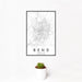 12x18 Bend Oregon Map Print Portrait Orientation in Classic Style With Small Cactus Plant in White Planter