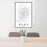 24x36 Bend Oregon Map Print Portrait Orientation in Classic Style Behind 2 Chairs Table and Potted Plant