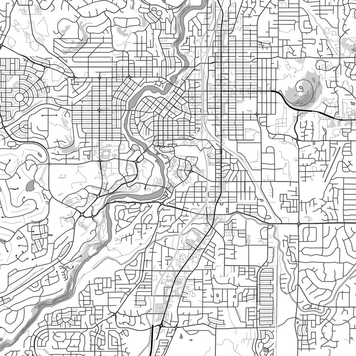 Bend Oregon Map Print in Classic Style Zoomed In Close Up Showing Details