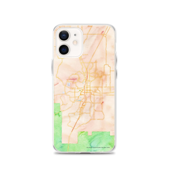 Custom Bend Oregon Map iPhone 12 Phone Case in Watercolor