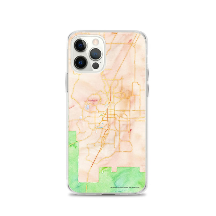 Custom Bend Oregon Map iPhone 12 Pro Phone Case in Watercolor