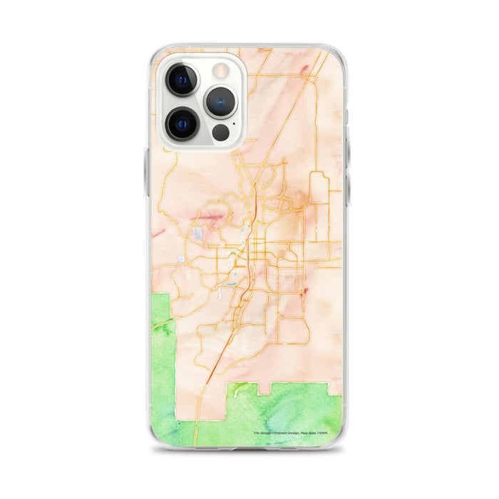 Custom Bend Oregon Map iPhone 12 Pro Max Phone Case in Watercolor