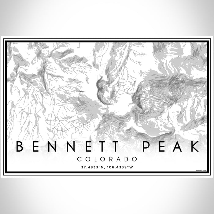 Bennett Peak Colorado Map Print Landscape Orientation in Classic Style With Shaded Background