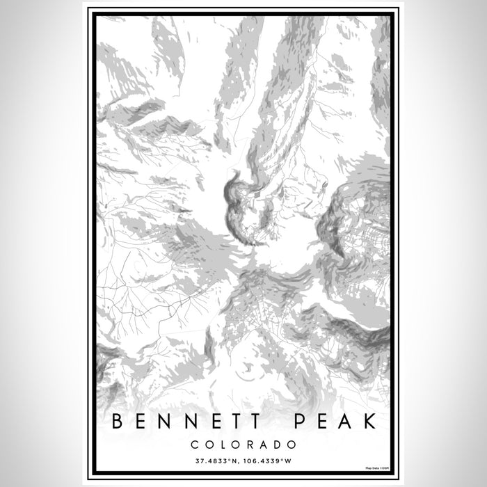 Bennett Peak Colorado Map Print Portrait Orientation in Classic Style With Shaded Background