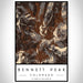 Bennett Peak Colorado Map Print Portrait Orientation in Ember Style With Shaded Background