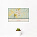 12x18 Bennington Vermont Map Print Landscape Orientation in Woodblock Style With Small Cactus Plant in White Planter